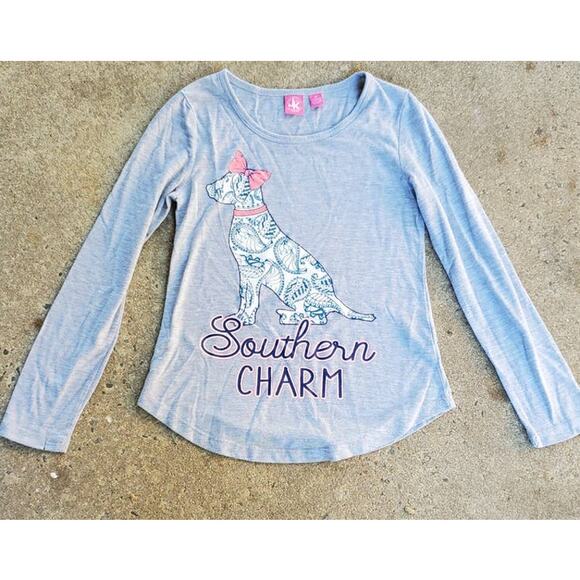 J. Khaki girls southern charm paisley dog tee medium - Picture 1 of 5